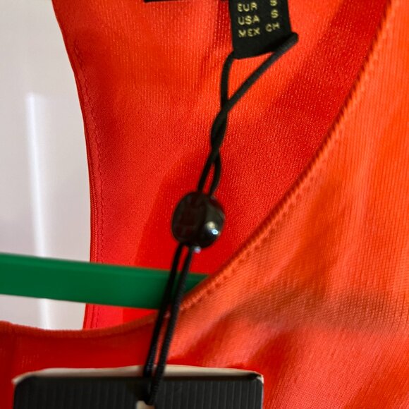 BNWT Massimo Dutti Orange Open Back Maxi  Electric Orange (S) - Picture 3 of 7